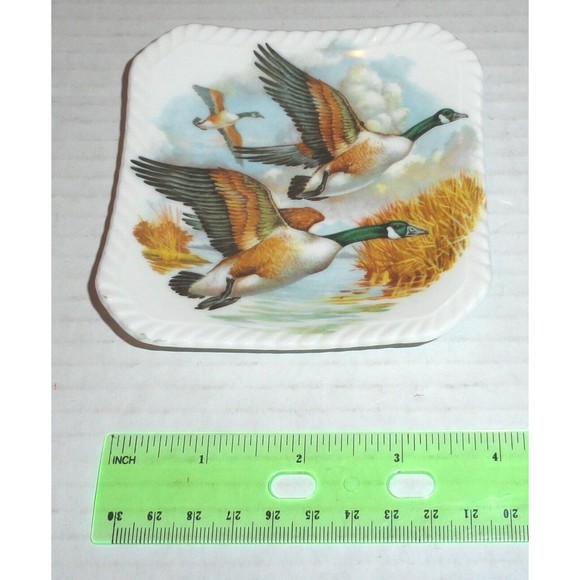 Set of 2 Royal Adderley Floral Bone China 4" Bird Duck Trinket Plates England - Picture 4 of 4